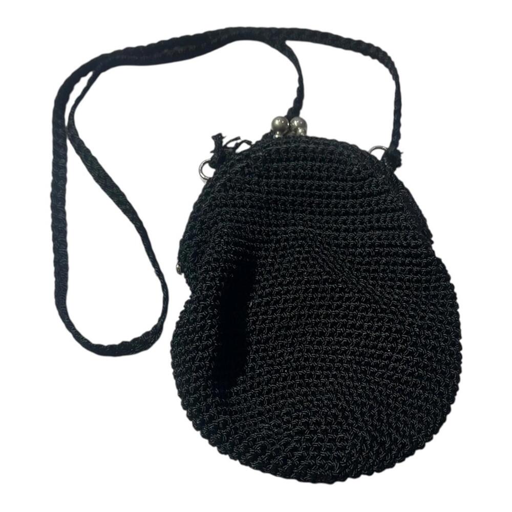 Oblong Black Crochet Mini Crossbody